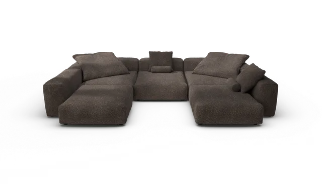 vetsak Sofa Set 06 divano angolare Nub Walnut 7 posti a U