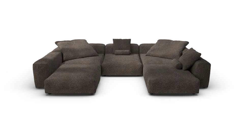 vetsak Sofa Set 06 divano angolare Nub Walnut 7 posti a U