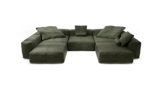 vetsak Sofa Set 06 divano angolare pelle Oliva 377x241 6,5 posti