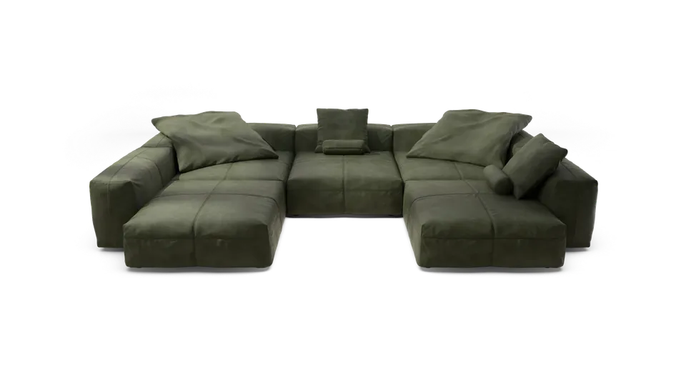 vetsak Sofa Set 06 divano angolare pelle Oliva 377x241 6,5 posti