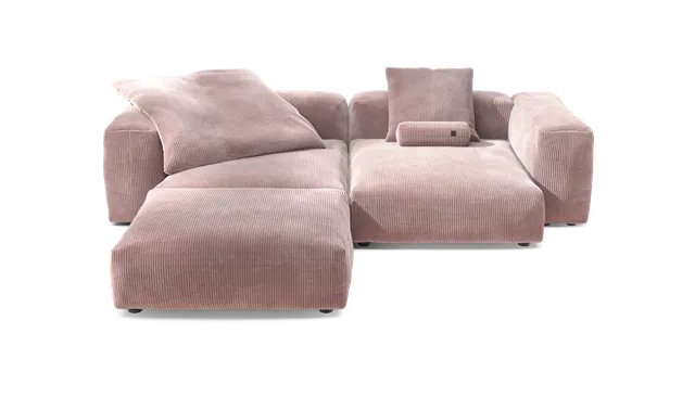 vetsak Sofa Set 03 divano angolare Cord Velour rosa 272x220