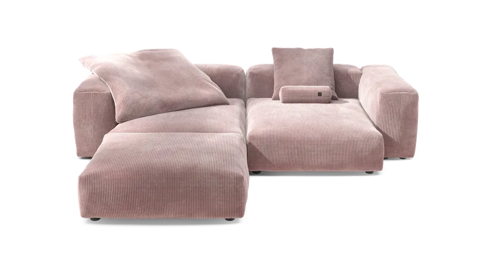 vetsak Sofa Set 03 divano angolare Cord Velour rosa 272x220