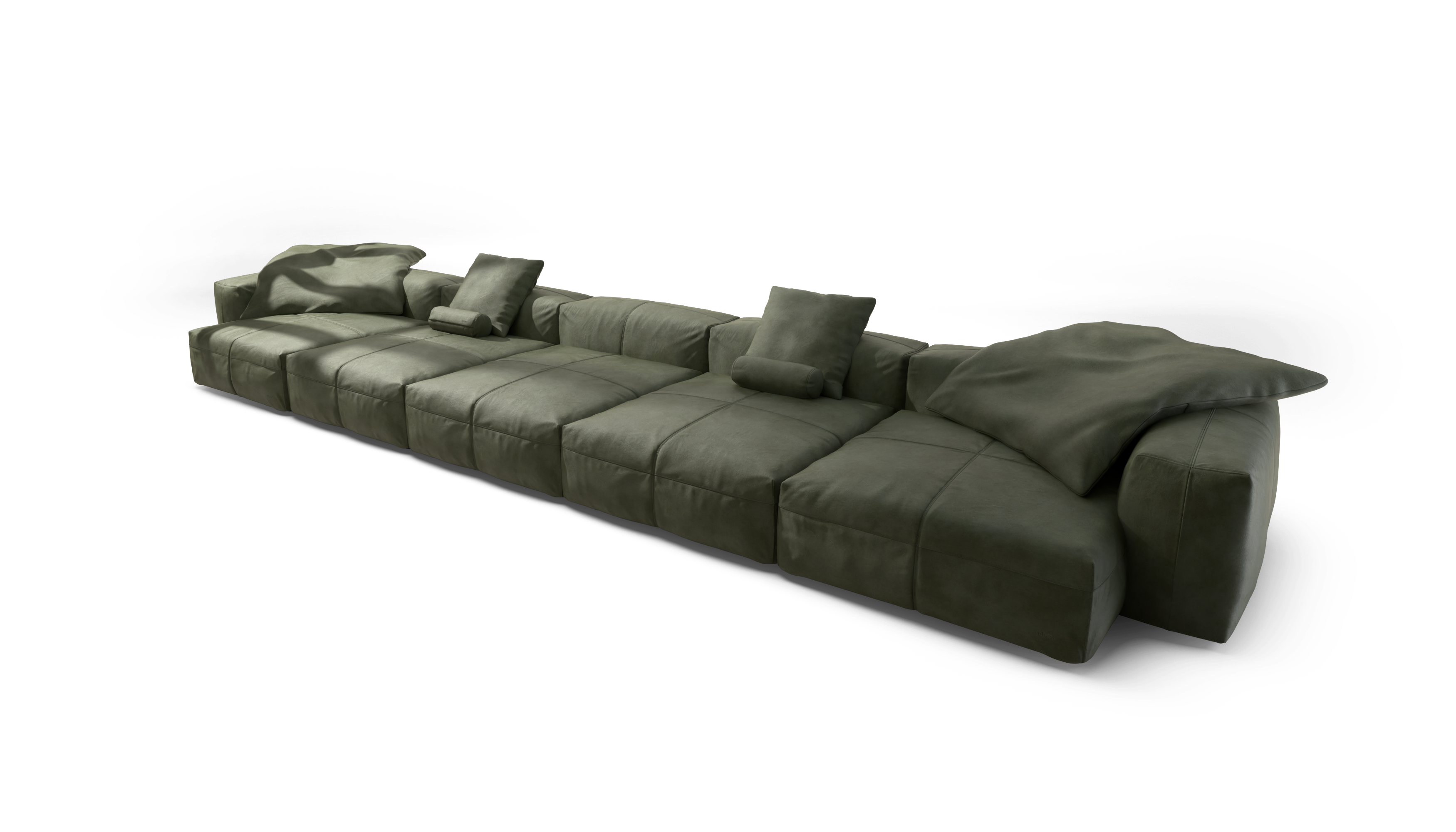 vetsak Sofa Set 06 divano angolare pelle Oliva 377x241 6,5 posti