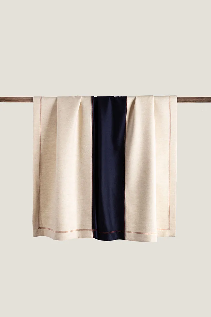 Ravasi La Maddalena plaid lana 188x140 navy arancio