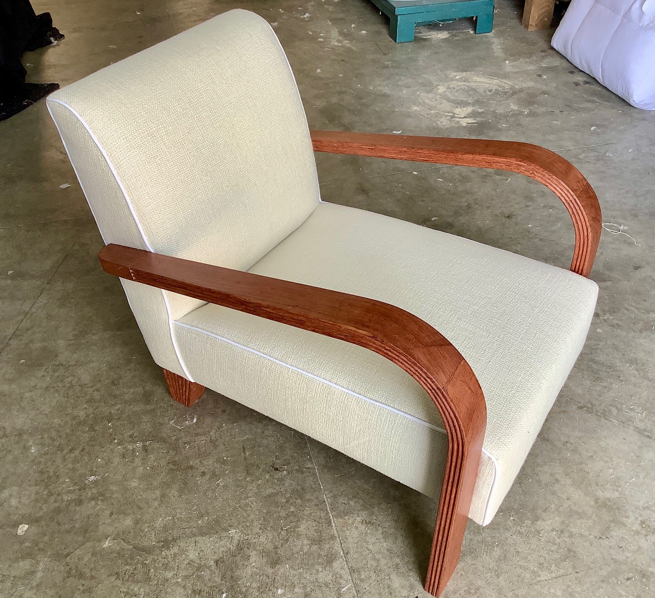 Ravasi African Rosewood poltroncina lino bianco neve