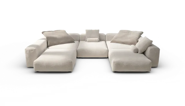 vetsak Sofa Set 06 divano a U crema in Nub 377x241