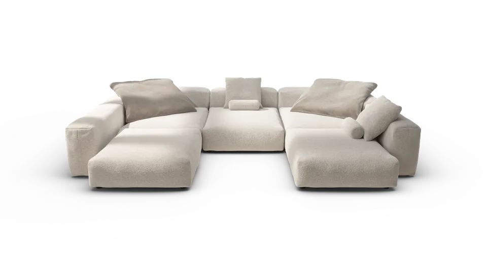 vetsak Sofa Set 06 divano a U crema in Nub 377x241