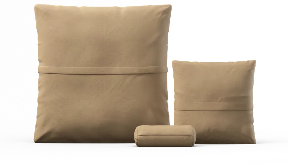 vetsak Set 2 cuscini beige in pelle