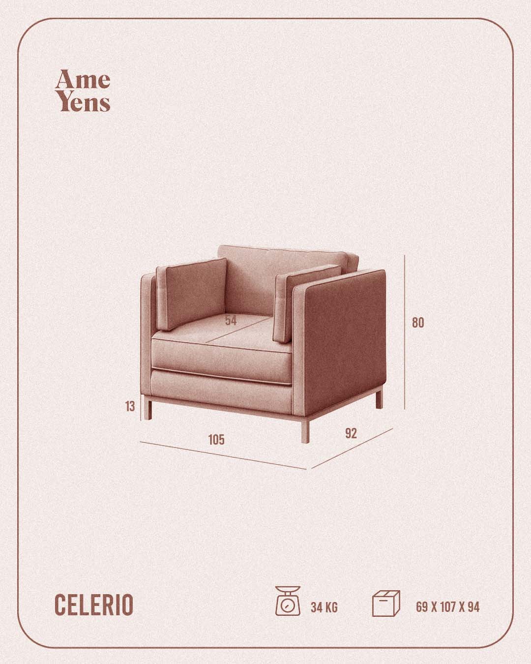 Ame Yens Celerio poltrona 1 posto 105 cm legno