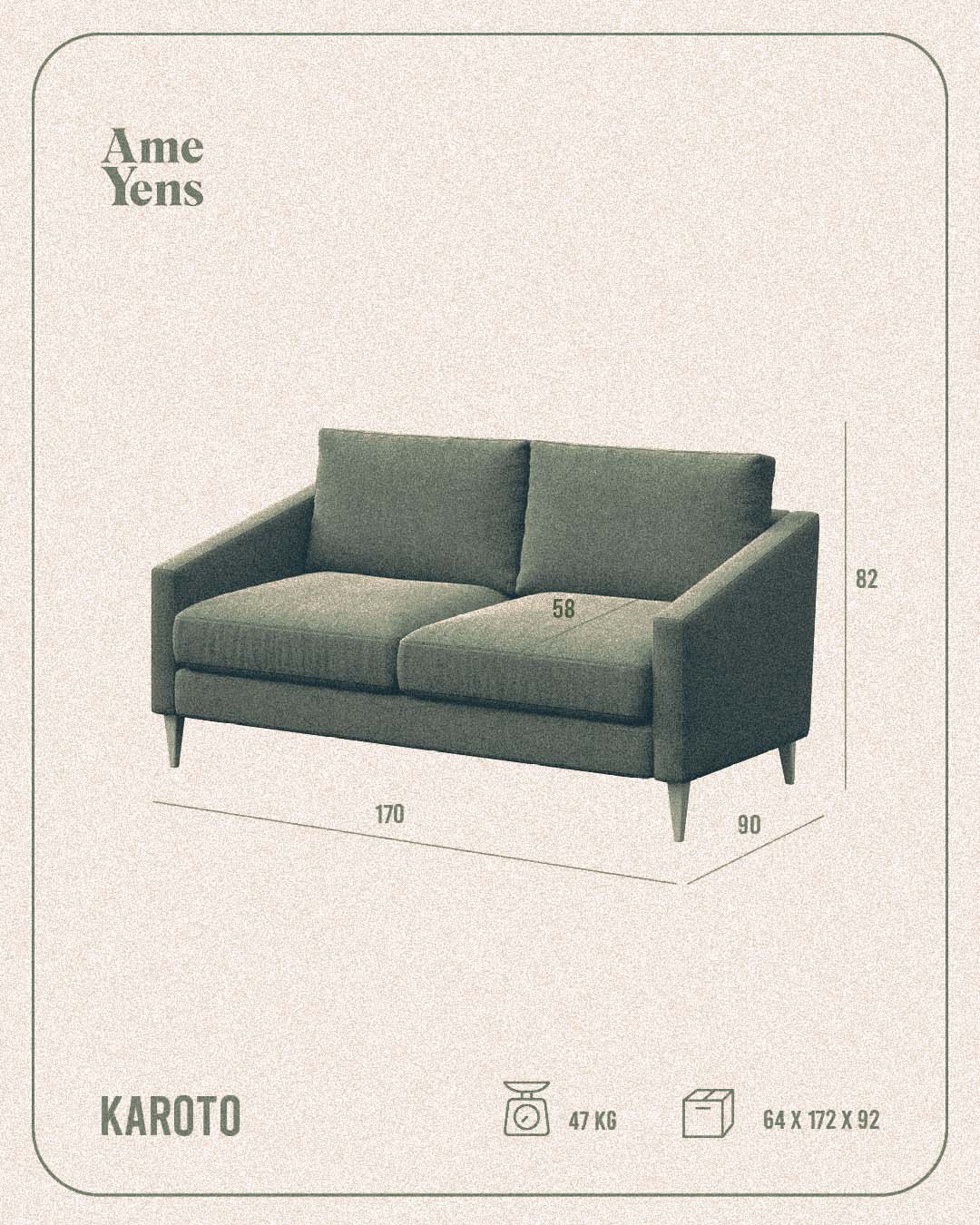 Ame Yens Karoto divano 2 posti 170 cm retro