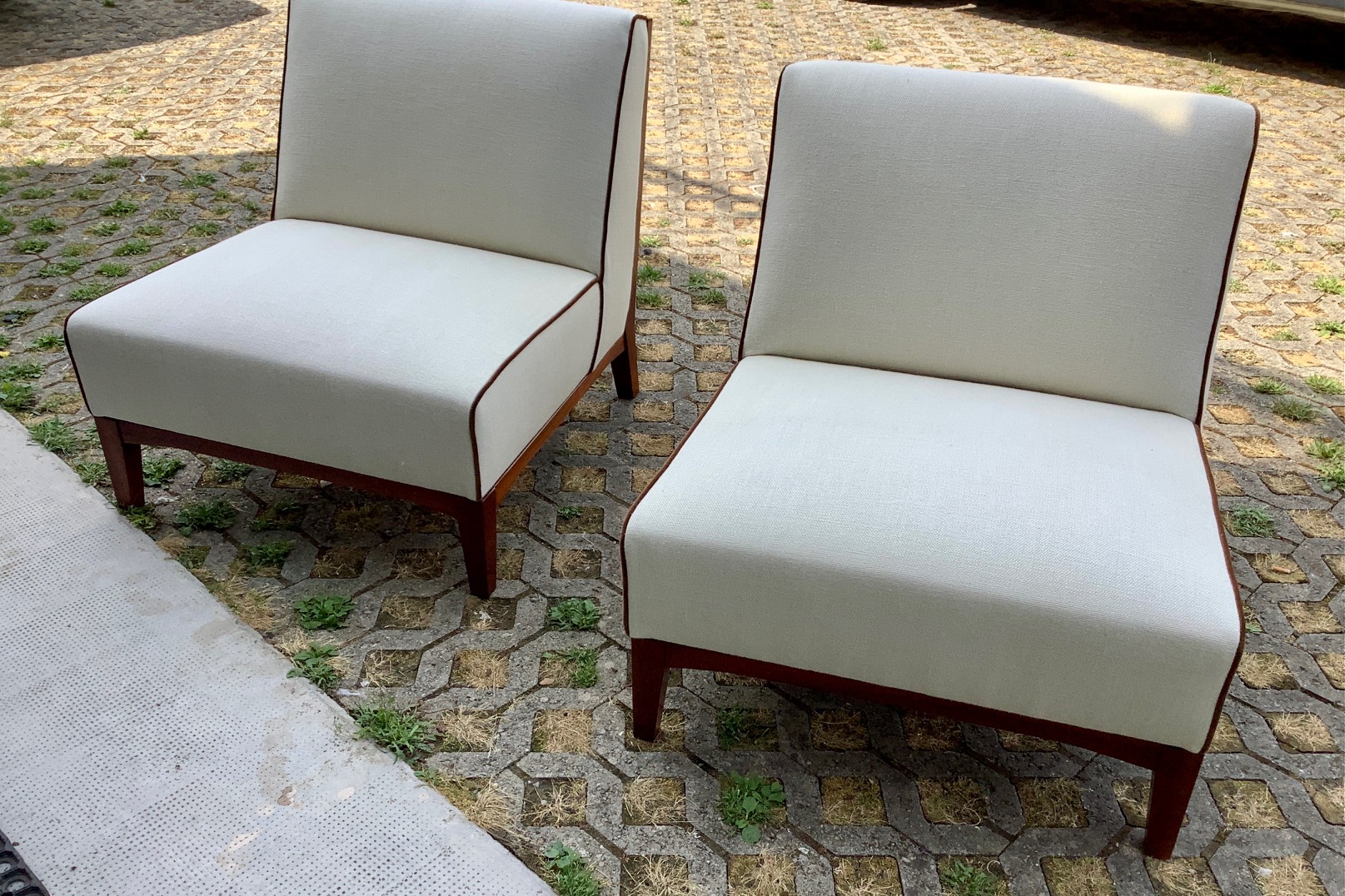 Ravasi Mahogany poltroncina lino bianco mogano