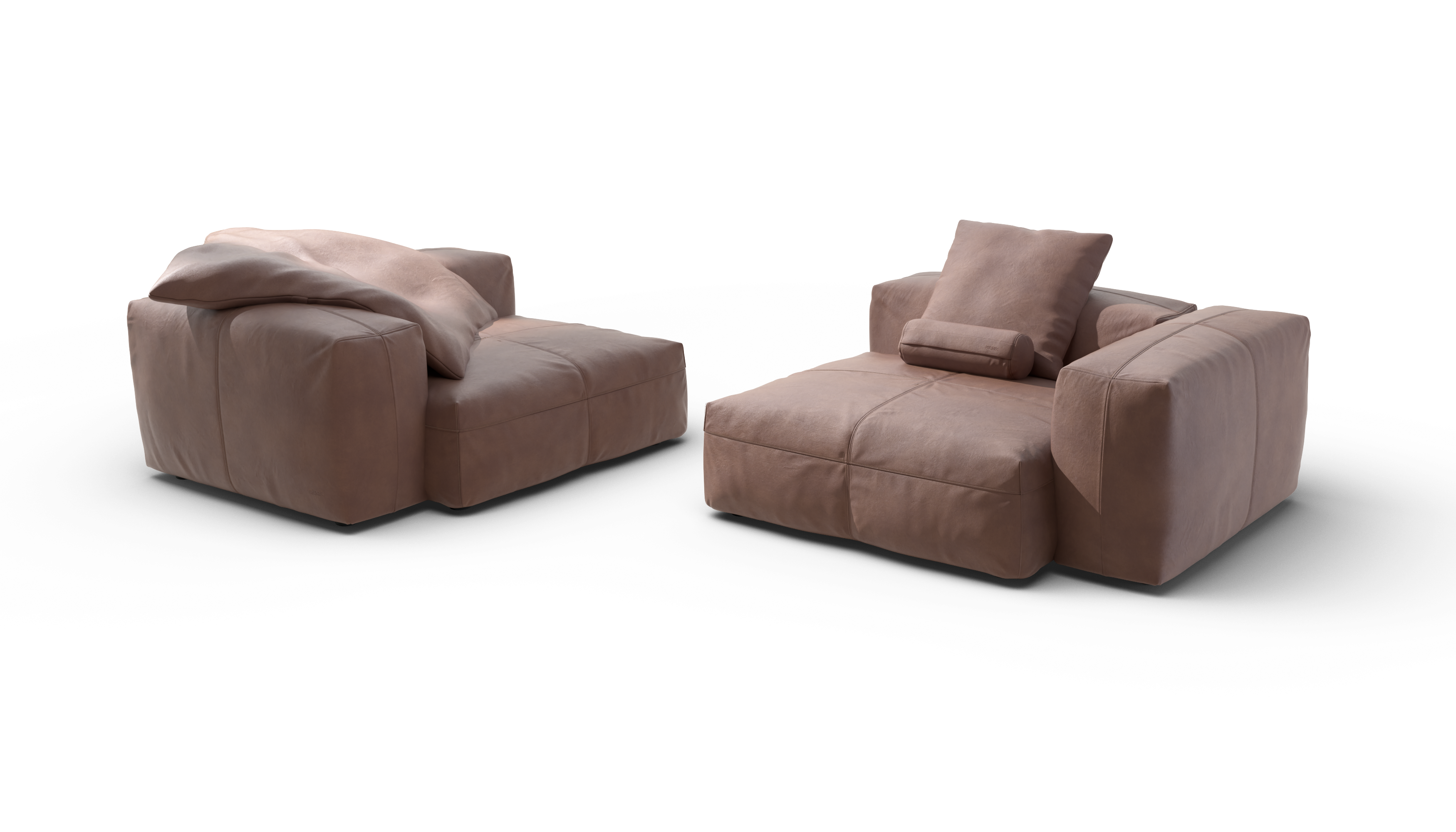 vetsak Sofa Set 02 Large divano modulare pelle stone 3,5 posti