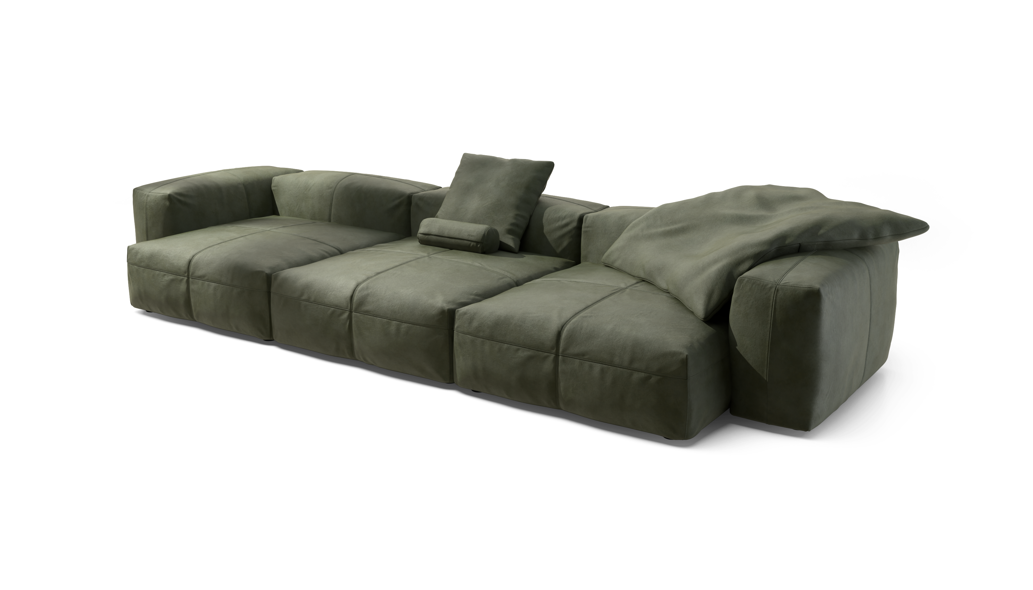 vetsak Sofa Set 05 divano pelle Olive 377x136 5 posti