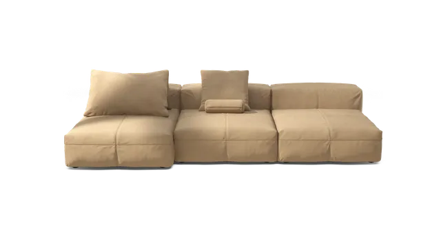 vetsak Set 04 divano modulare 5 posti pelle beige 315 cm
