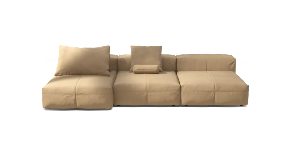 vetsak Set 04 divano modulare 5 posti pelle beige 315 cm
