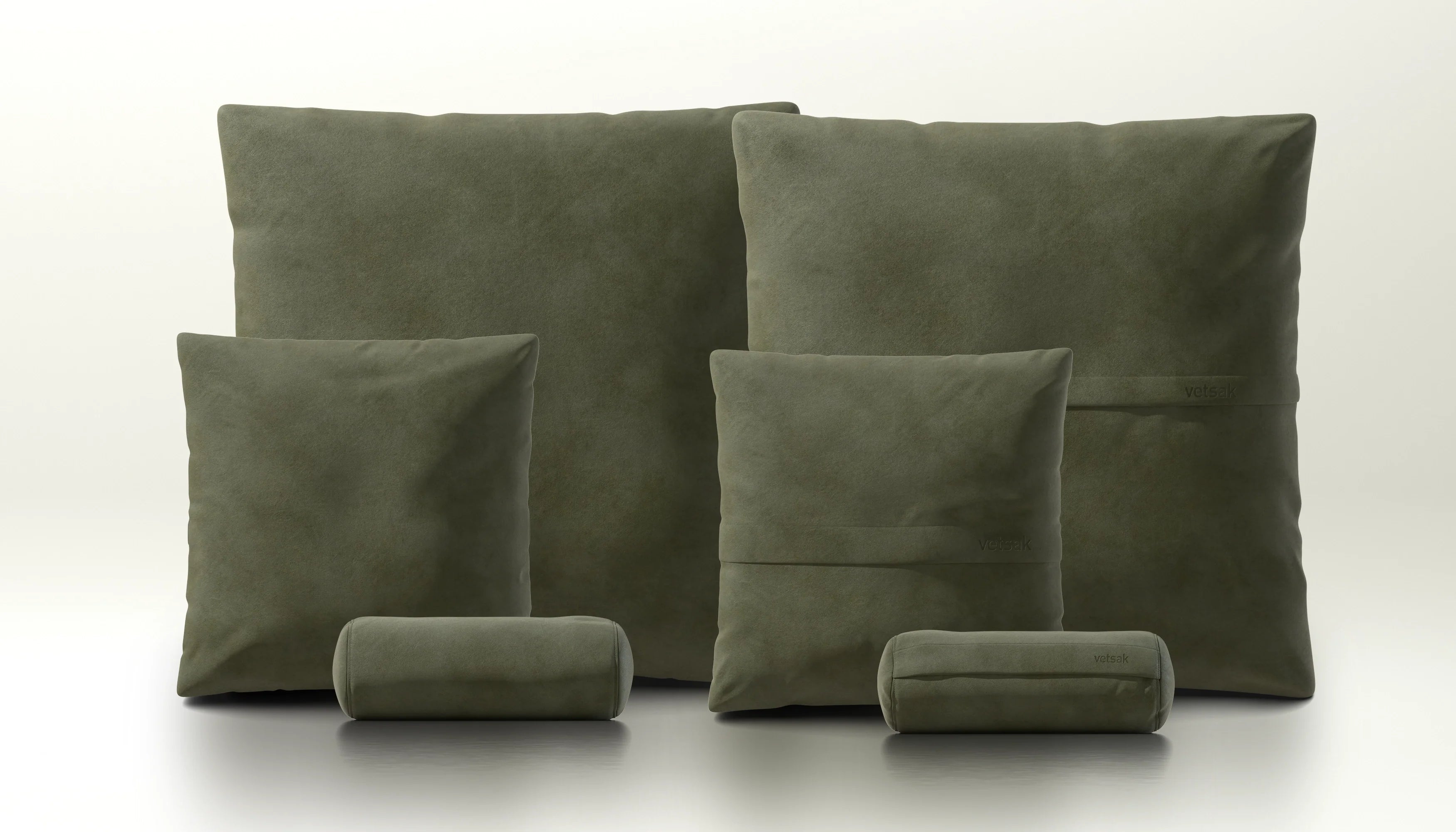 vetsak Pillow Set 3 set 3 cuscini pelle oliva
