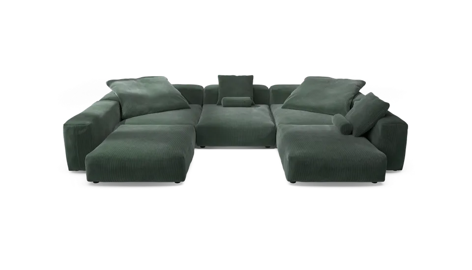 vetsak Sofa Set 06 divano a U 6,5 posti hunter velluto