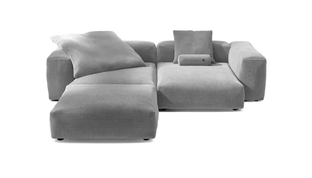 vetsak Sofa Set 03 divano angolare Cord Velour grigio chiaro
