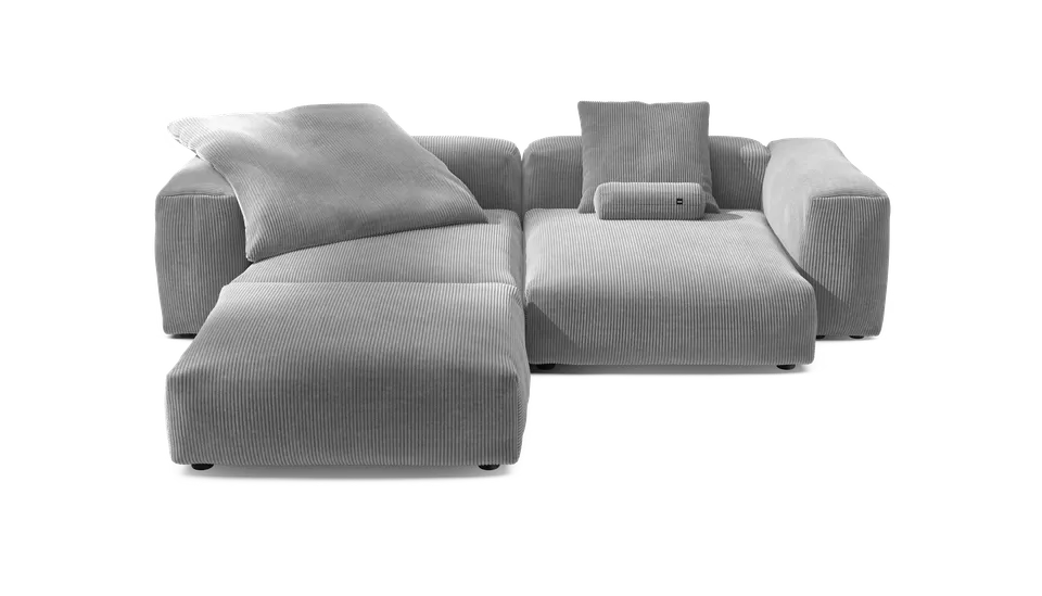 vetsak Sofa Set 03 divano angolare Cord Velour grigio chiaro