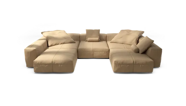 vetsak Sofa Set 06 divano pelle beige a U 377x241 cm