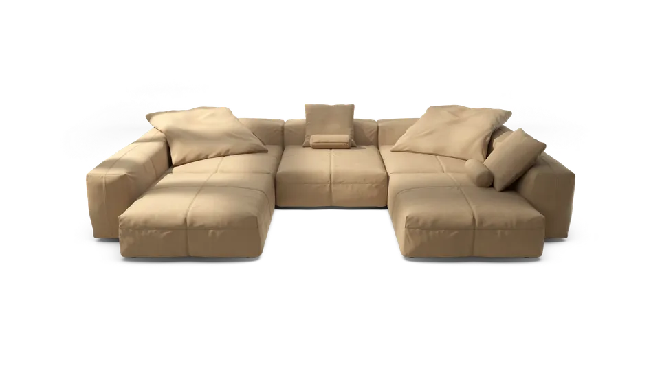 vetsak Sofa Set 06 divano pelle beige a U 377x241 cm