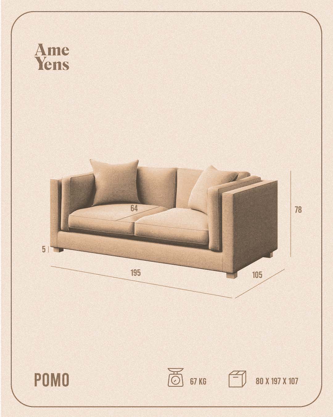 Ame Yens Pomo divano 2 posti 195 cm morbido