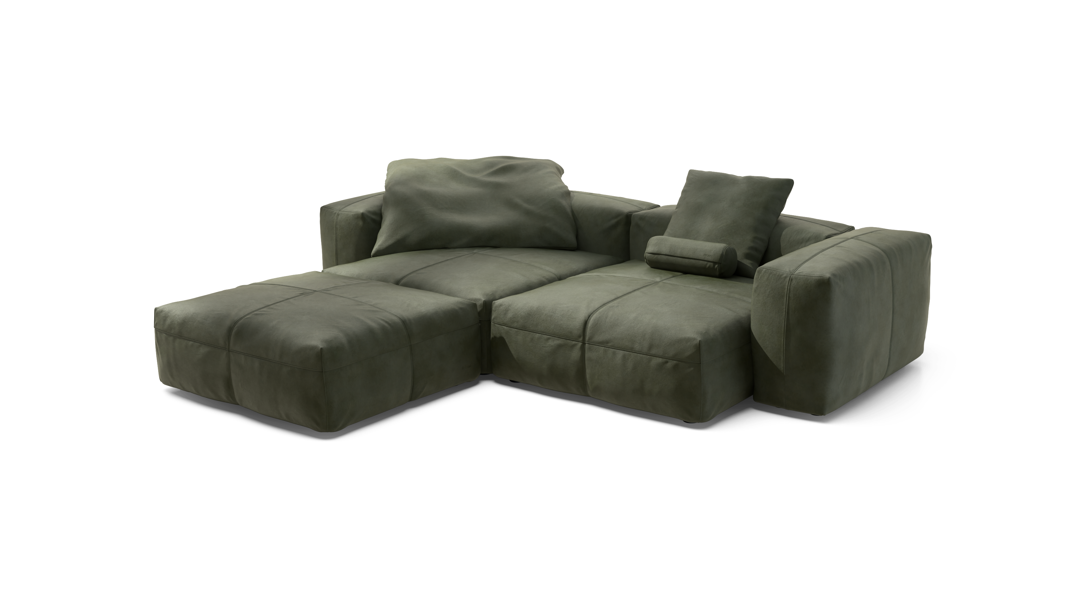 vetsak Sofa Set 03 divano oliva pelle 4 posti angolare