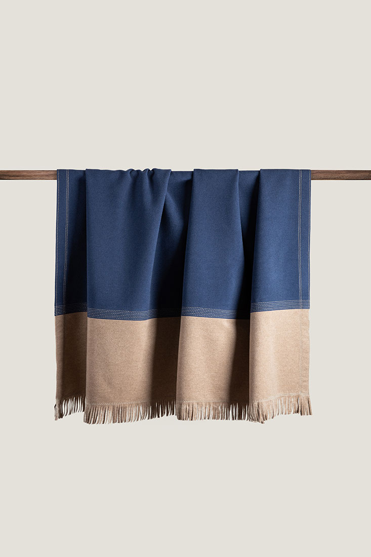 Ravasi Corfù plaid lana cachemire 187x148 azzurro
