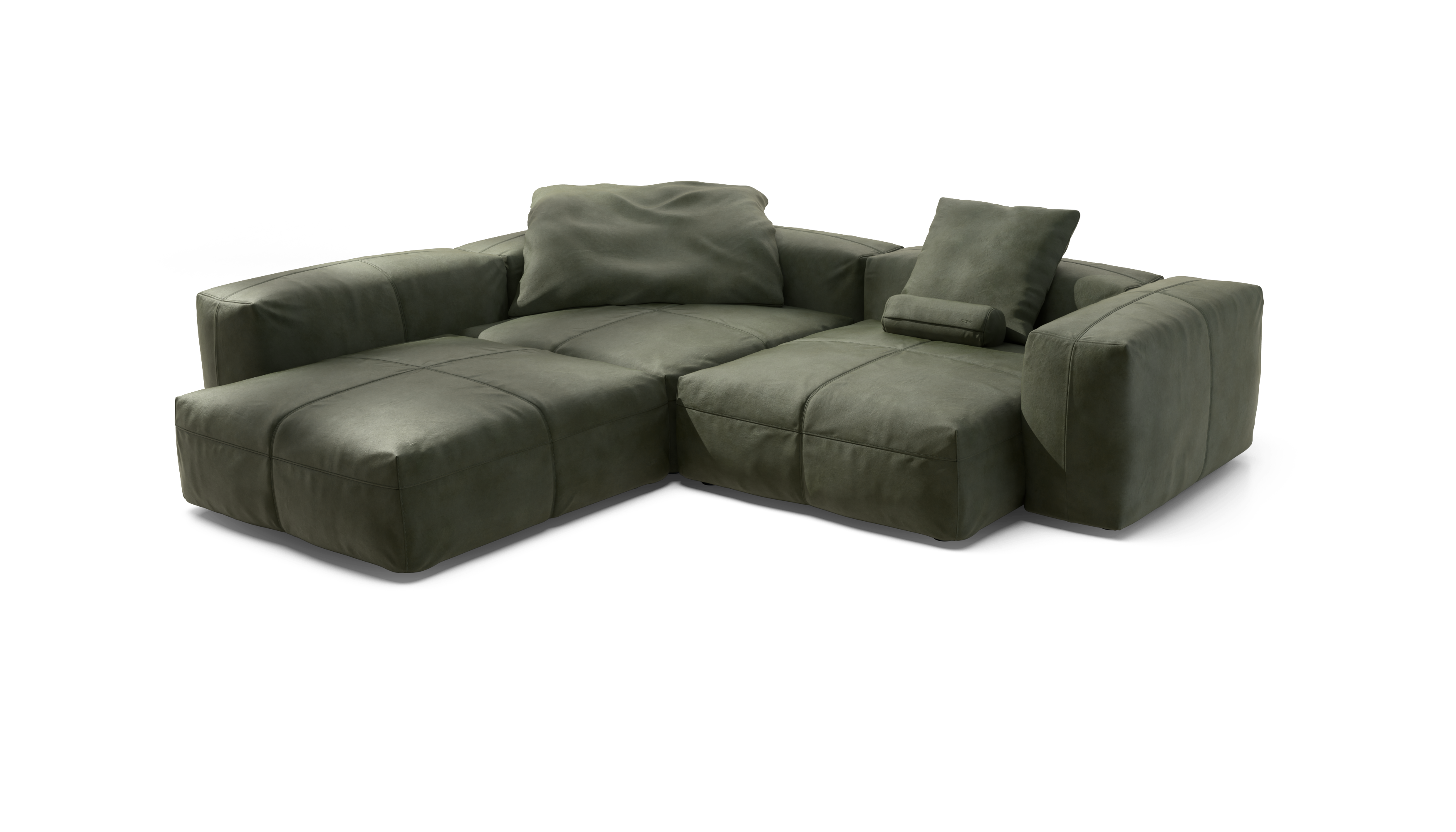 vetsak Sofa Set 05 divano pelle Olive 377x136 5 posti