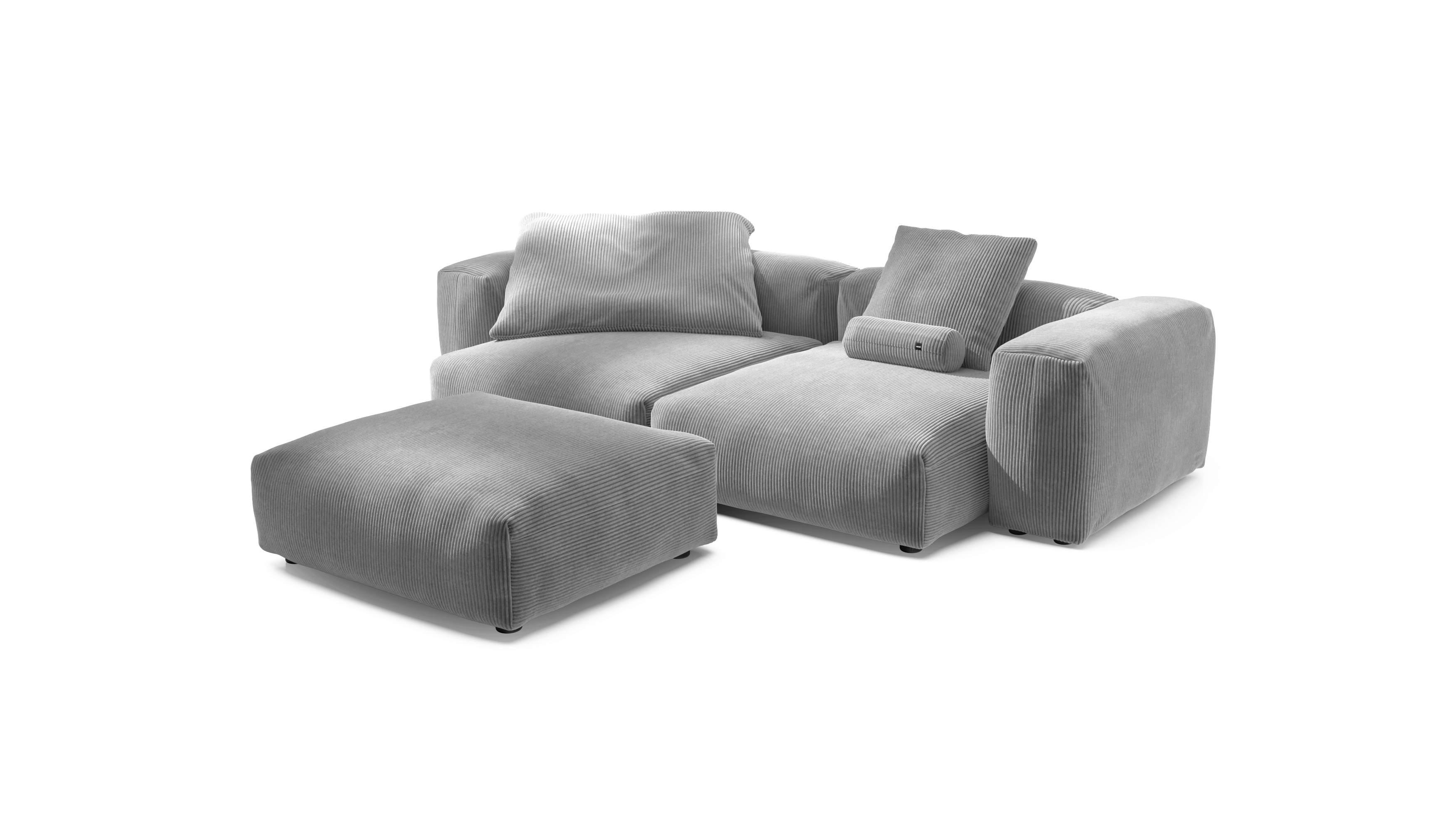 vetsak Sofa Set 03 divano angolare Cord Velour grigio chiaro
