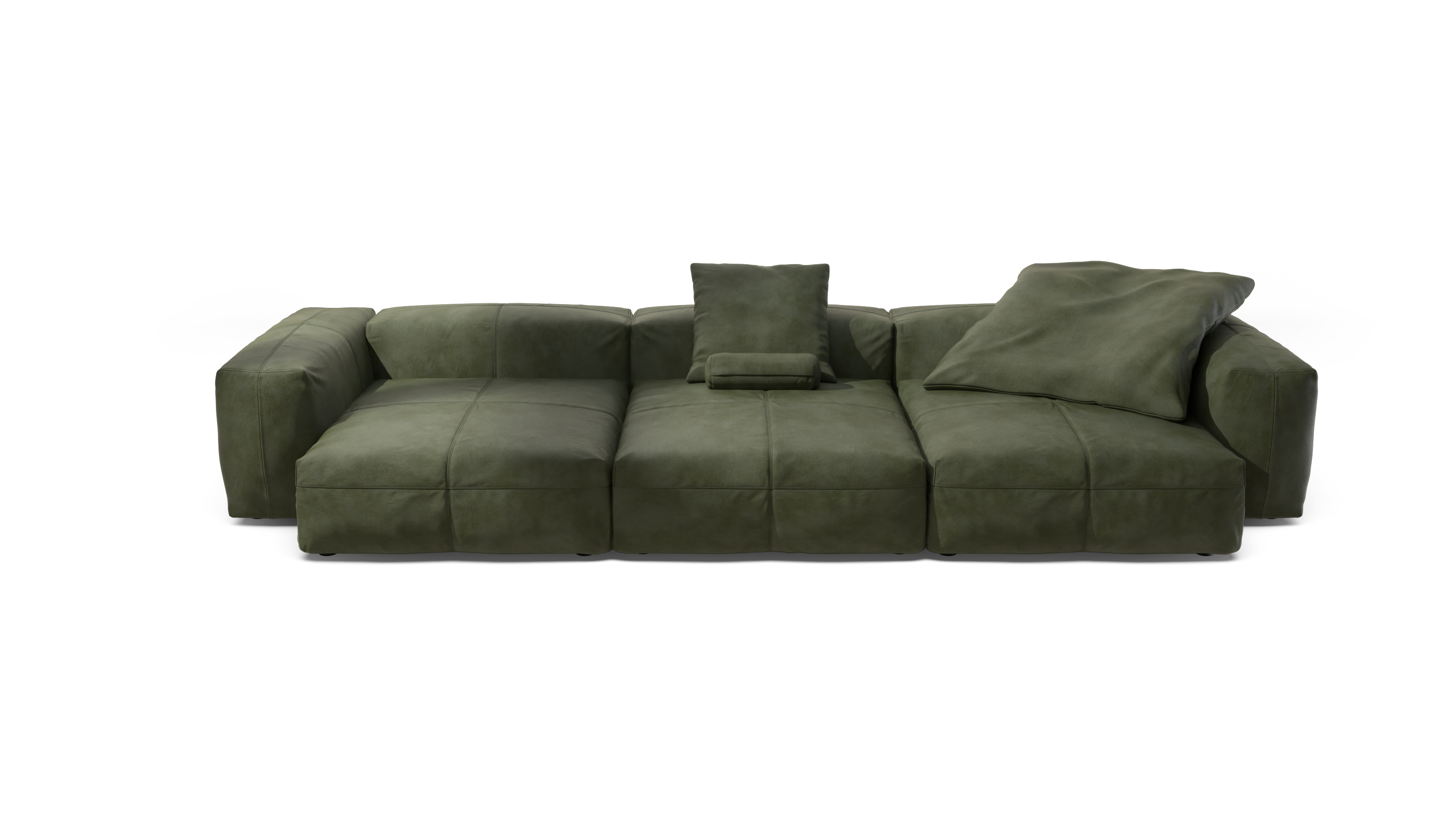 vetsak Sofa Set 05 divano pelle Olive 377x136 5 posti