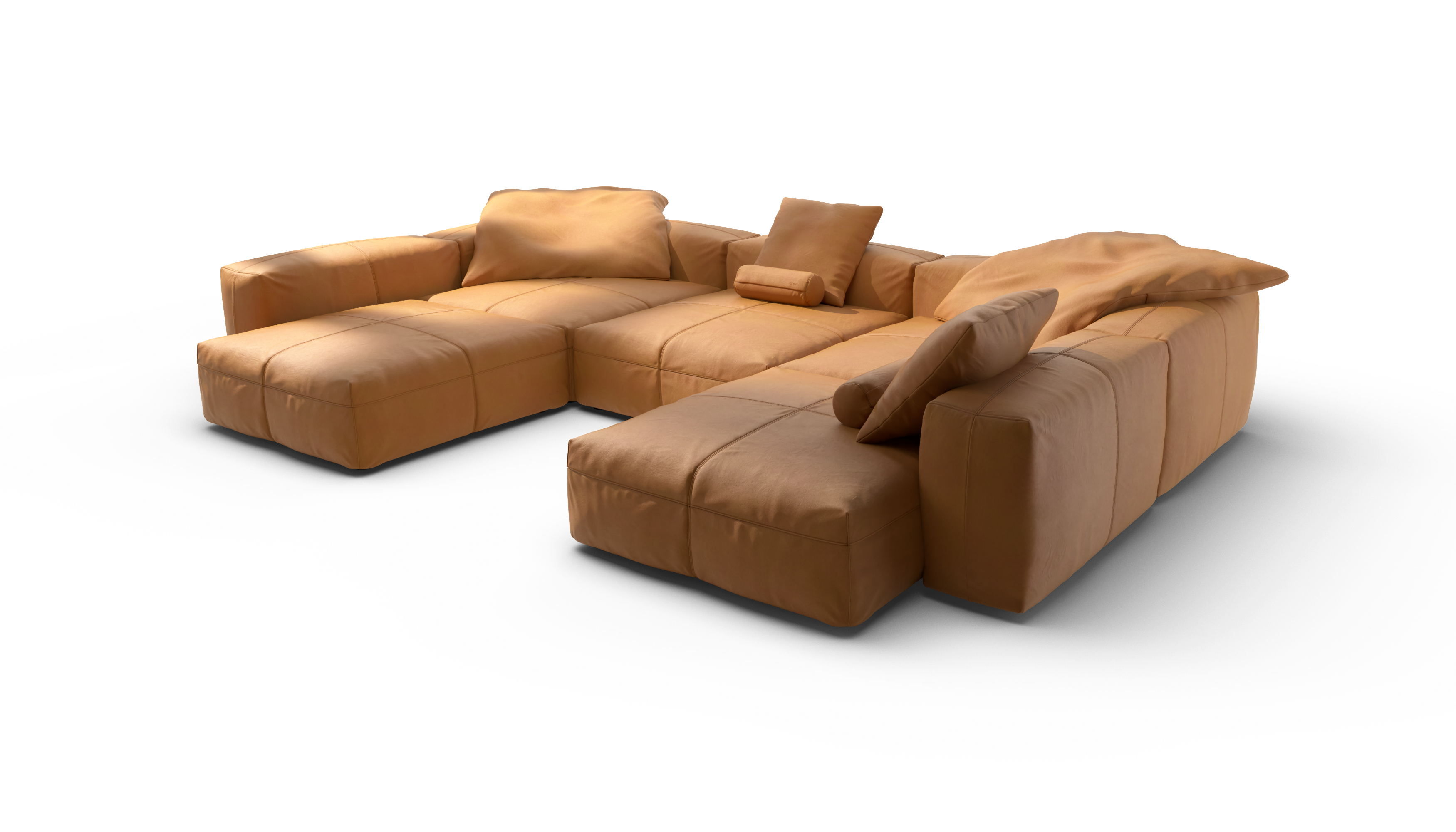 vetsak Sofa Set 06 divano modulare a U pelle marrone
