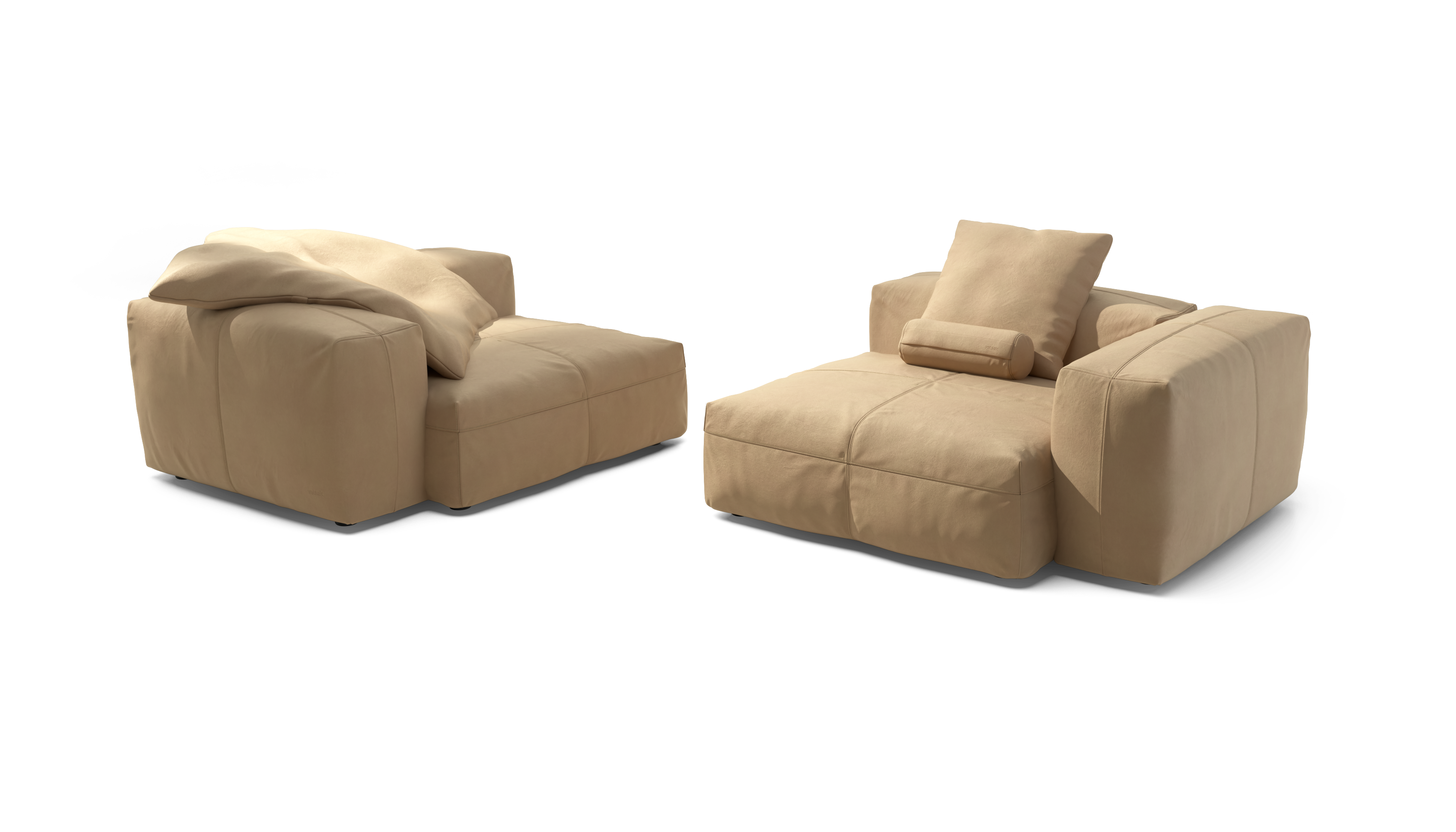 vetsak Set 02 L divano modulare beige pelle 272x115