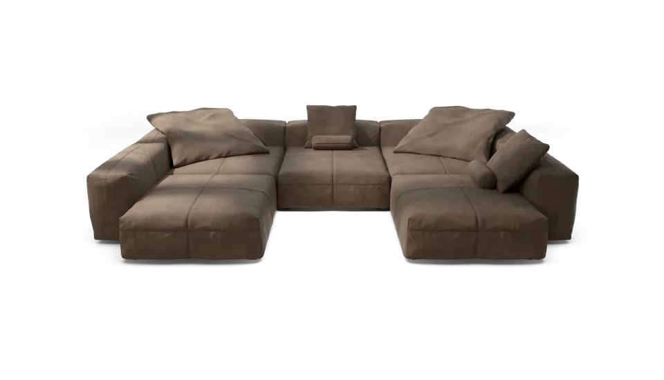 vetsak Sofa Set 06 divano cacao pelle 6,5 posti a U