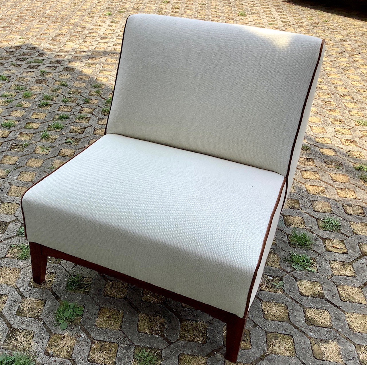 Ravasi Mahogany poltroncina lino bianco mogano