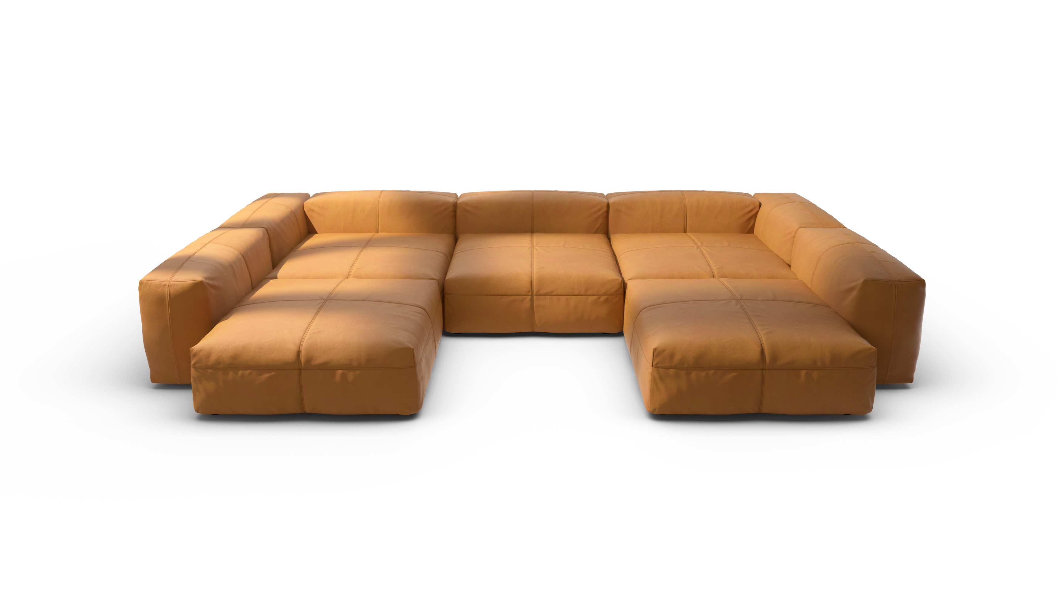 vetsak Sofa Set 06 divano modulare a U pelle marrone