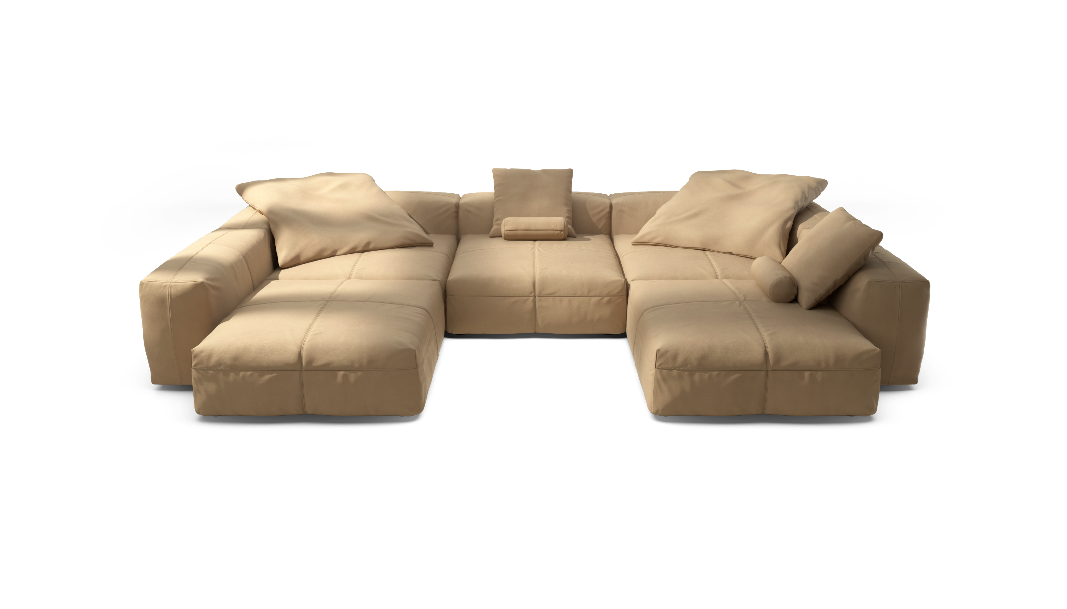 vetsak Sofa Set 06 divano pelle beige a U 377x241 cm