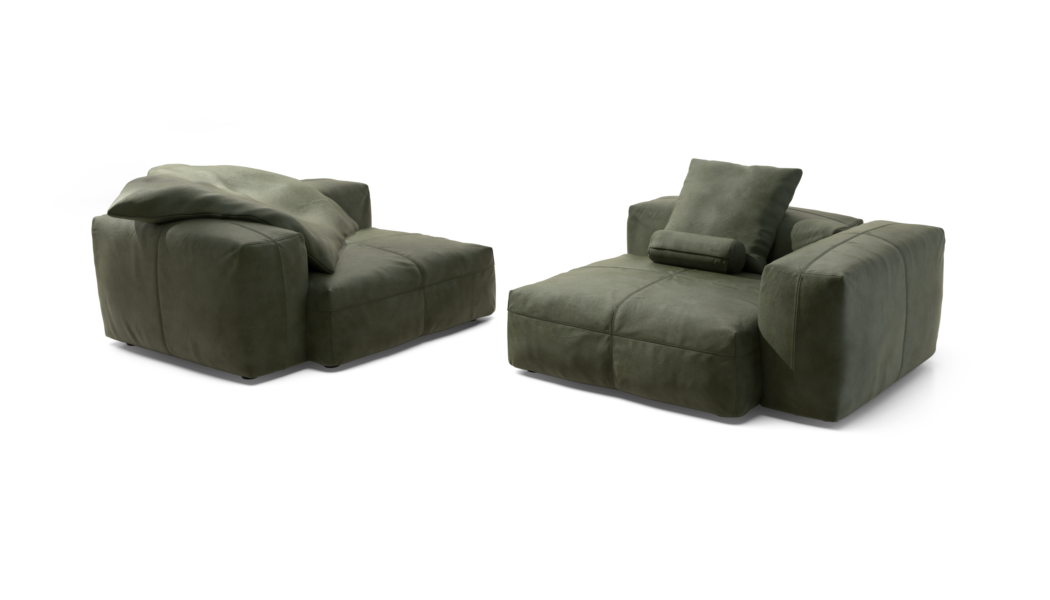 vetsak Sofa Set 02 Large divano modulare oliva pelle
