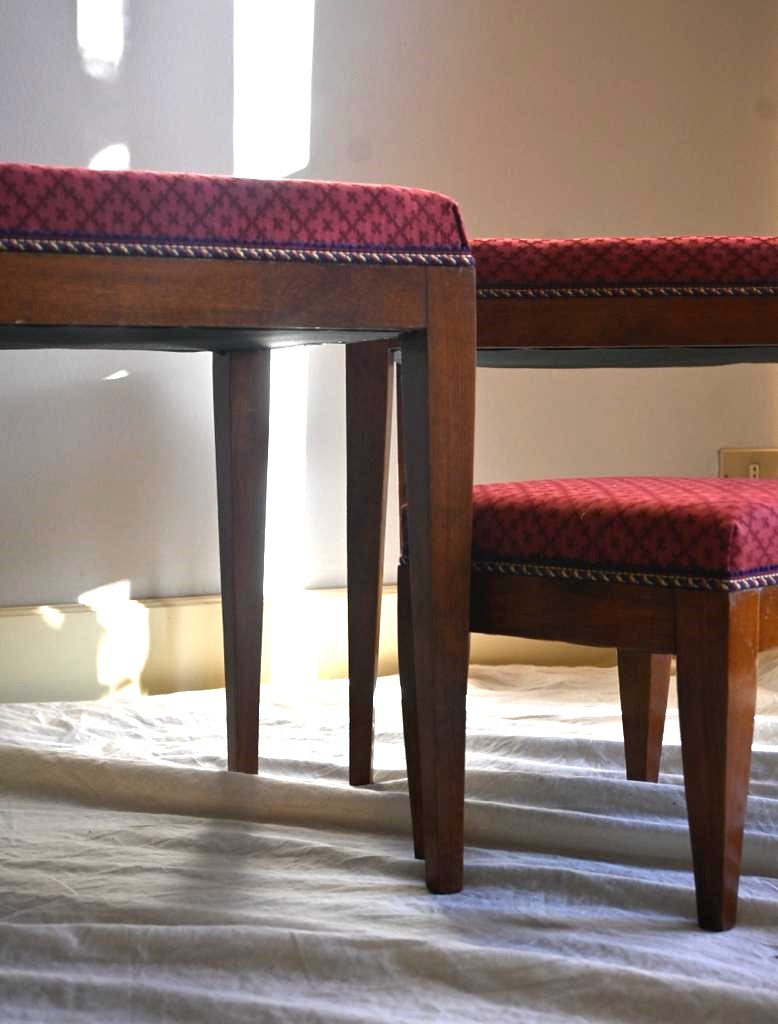 Ravasi Triade set 3 panchetti vintage cotone rosso