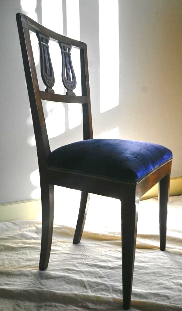 Ravasi Arpege sedia vintage velluto blu elettrico