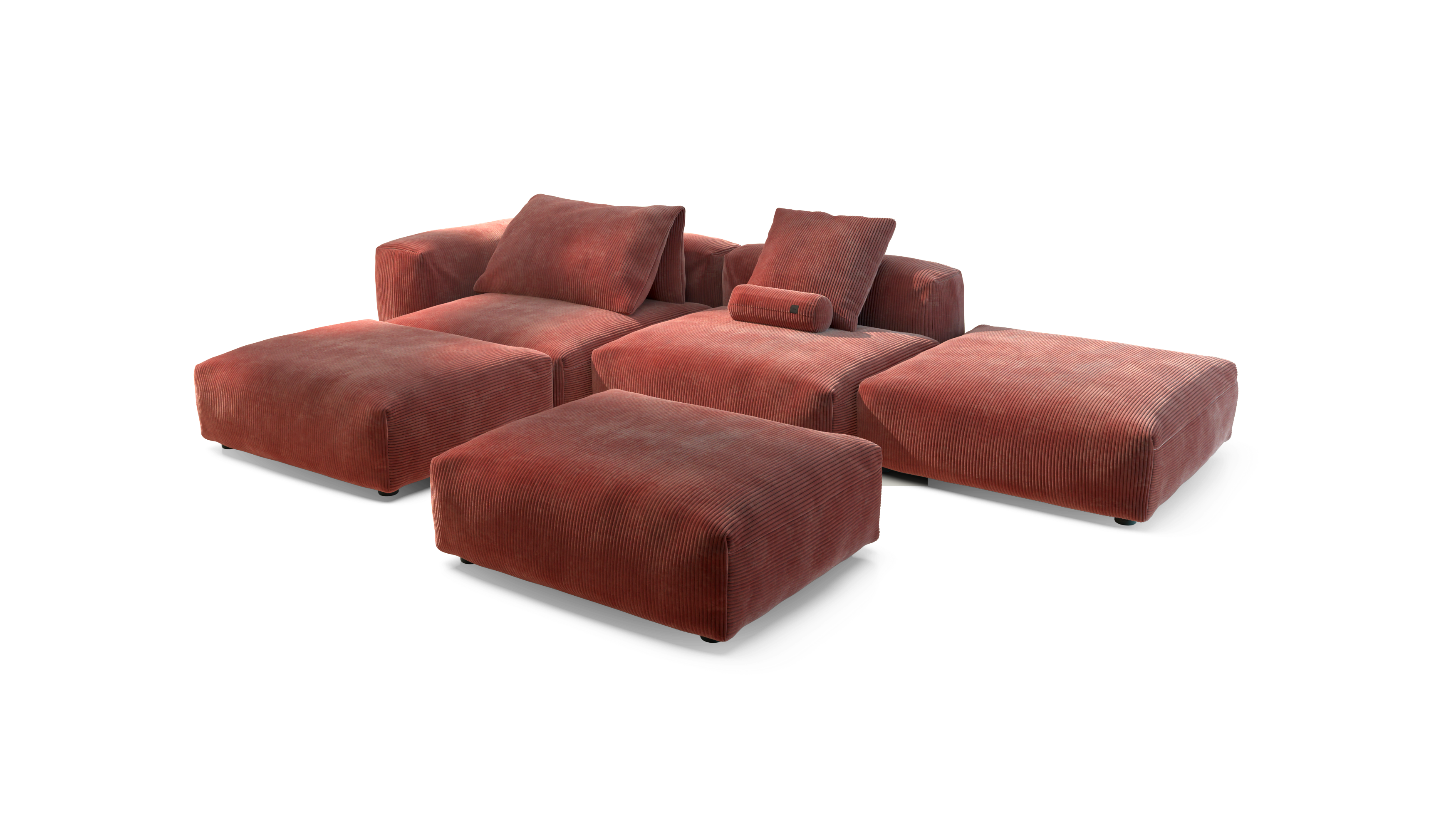 vetsak Sofa Set 09 The Island divano 6 posti mattone velluto