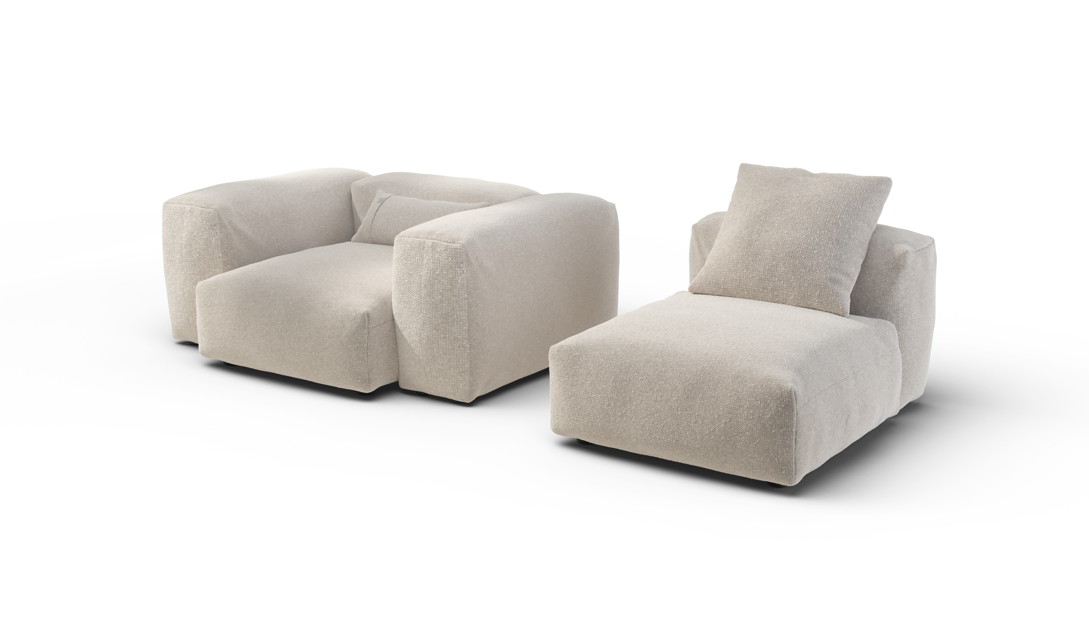 Vetsak Sofa Set 02 Medium divano crema tessuto nub