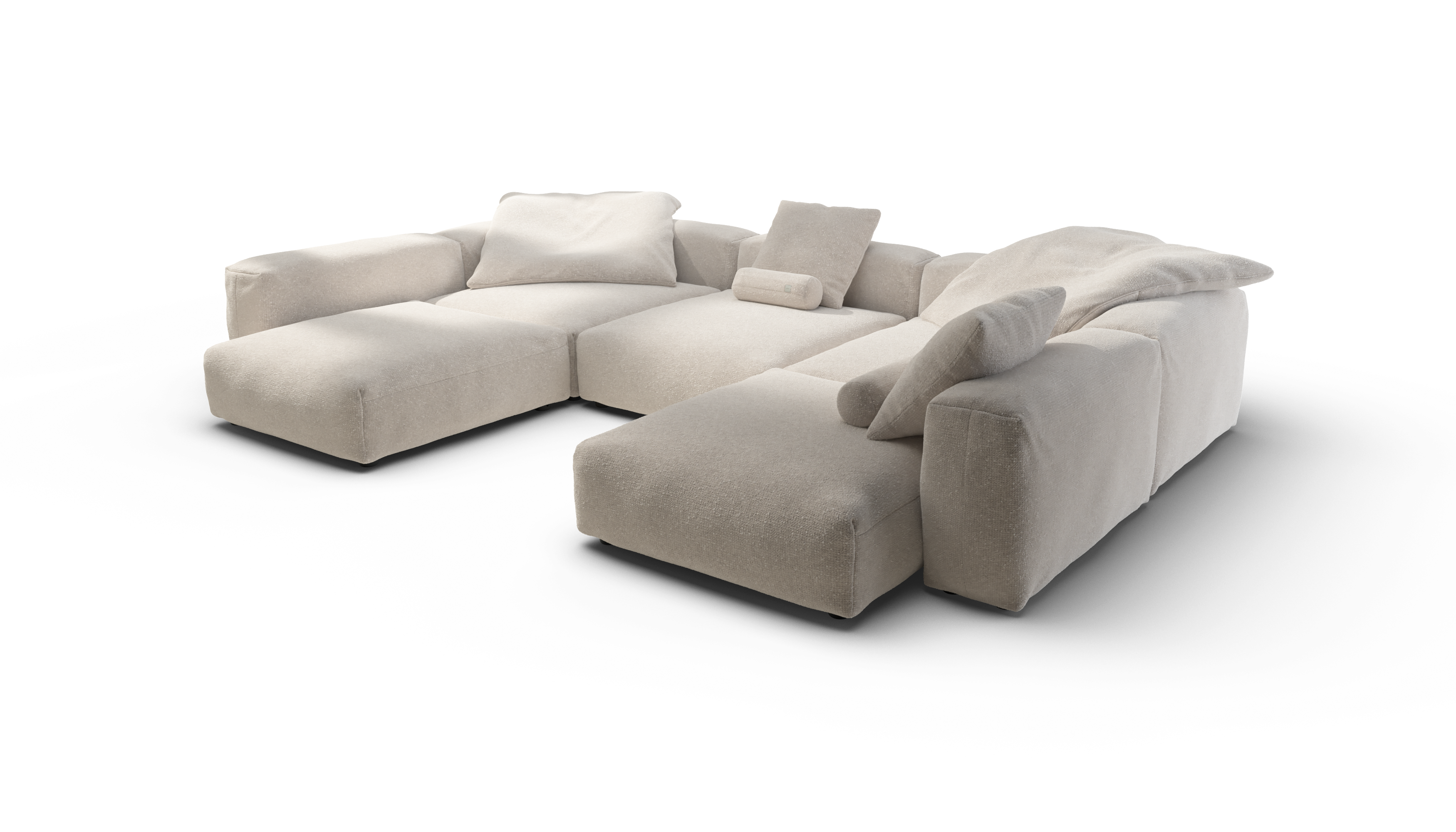 vetsak Sofa Set 06 divano a U crema in Nub 377x241
