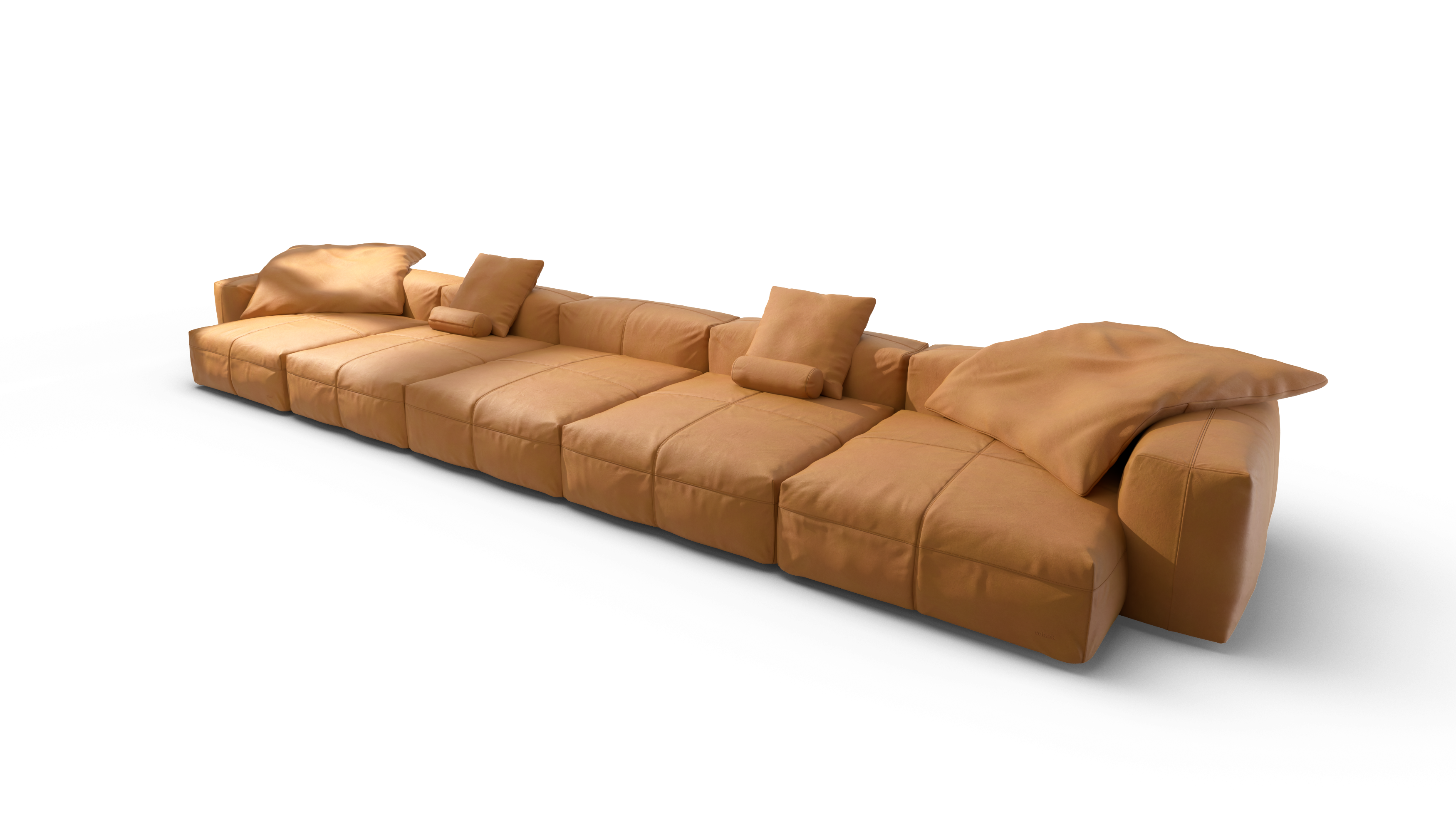 vetsak Sofa Set 06 divano modulare a U pelle marrone
