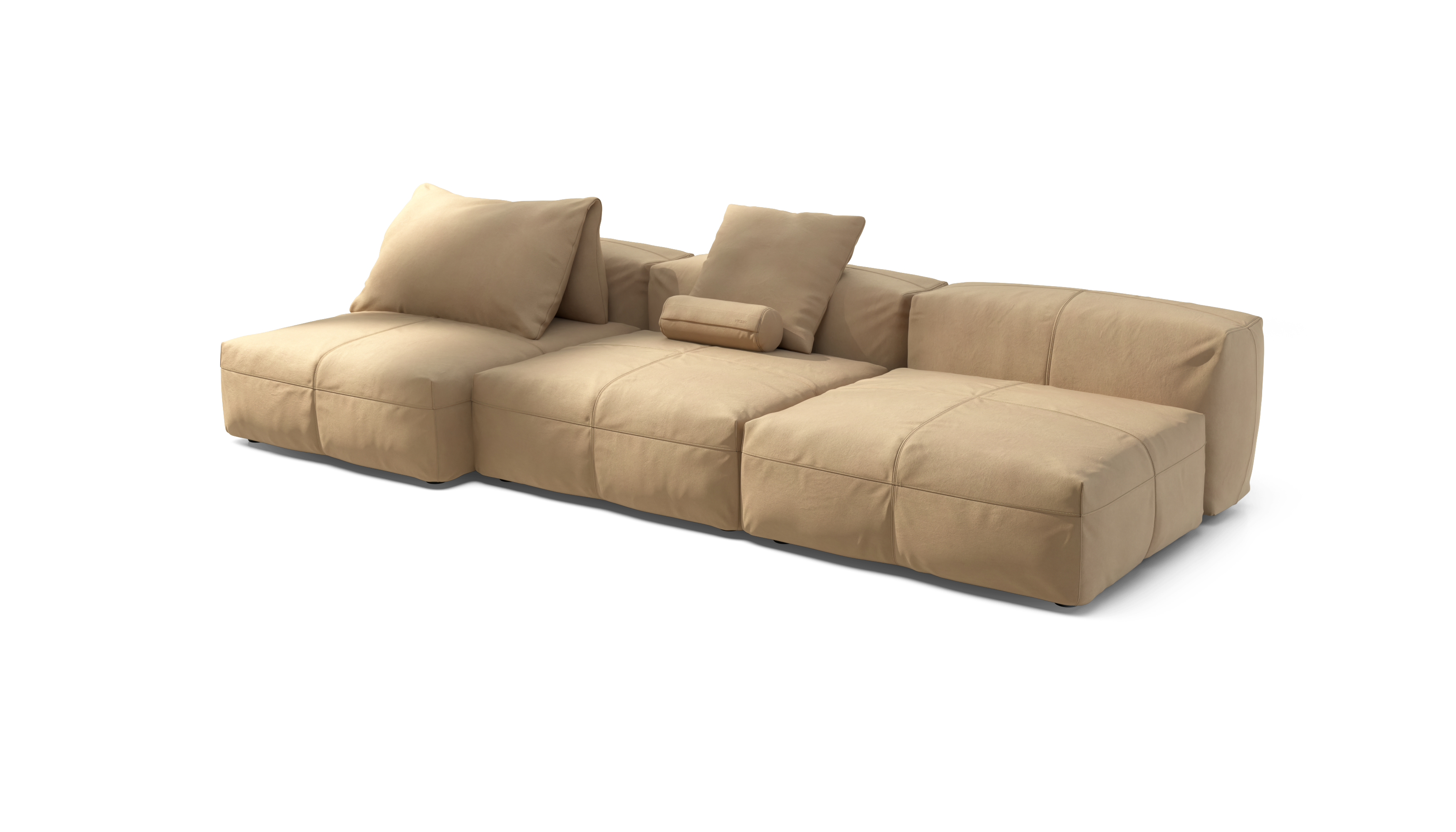 vetsak Set 04 divano modulare 5 posti pelle beige 315 cm