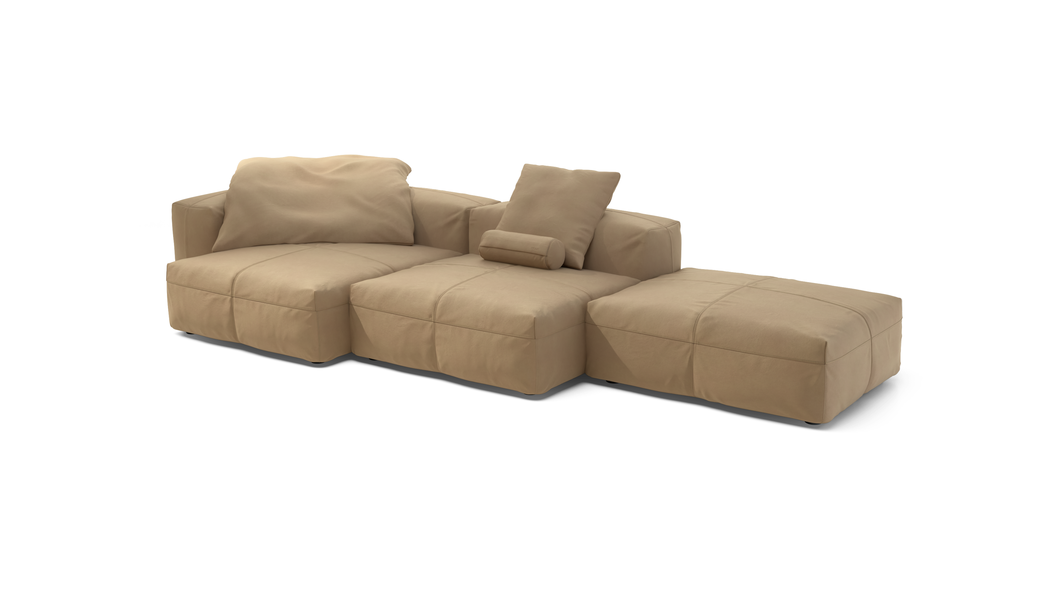 vetsak Set 04 divano modulare 5 posti pelle beige 315 cm