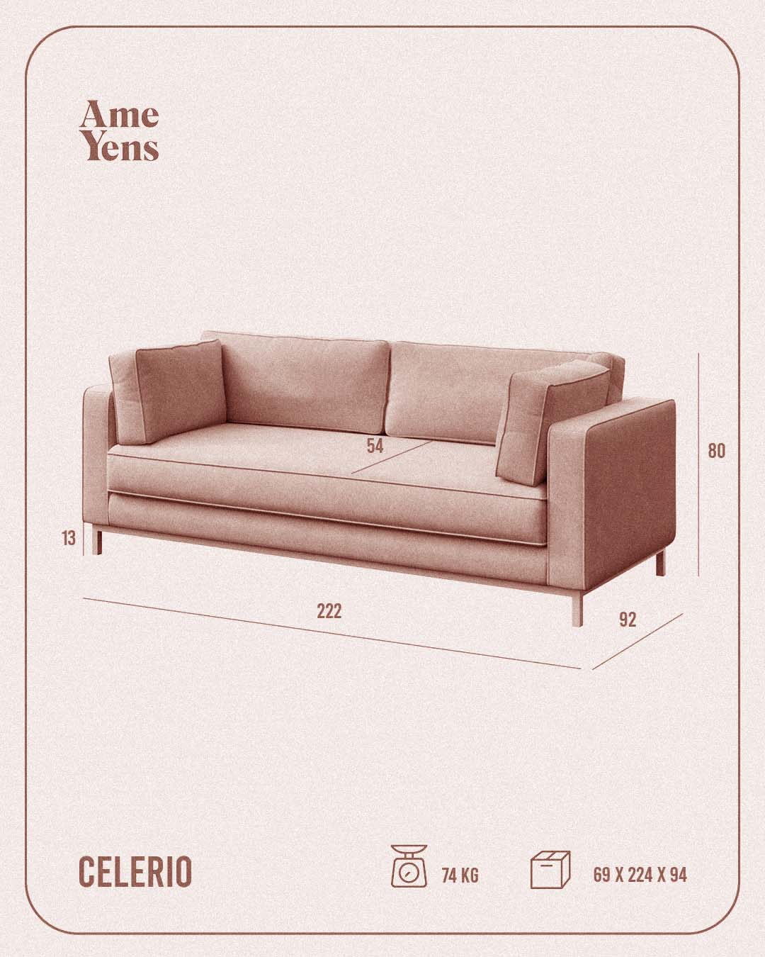 Ame Yens Celerio divano 3 posti 222 cm legno