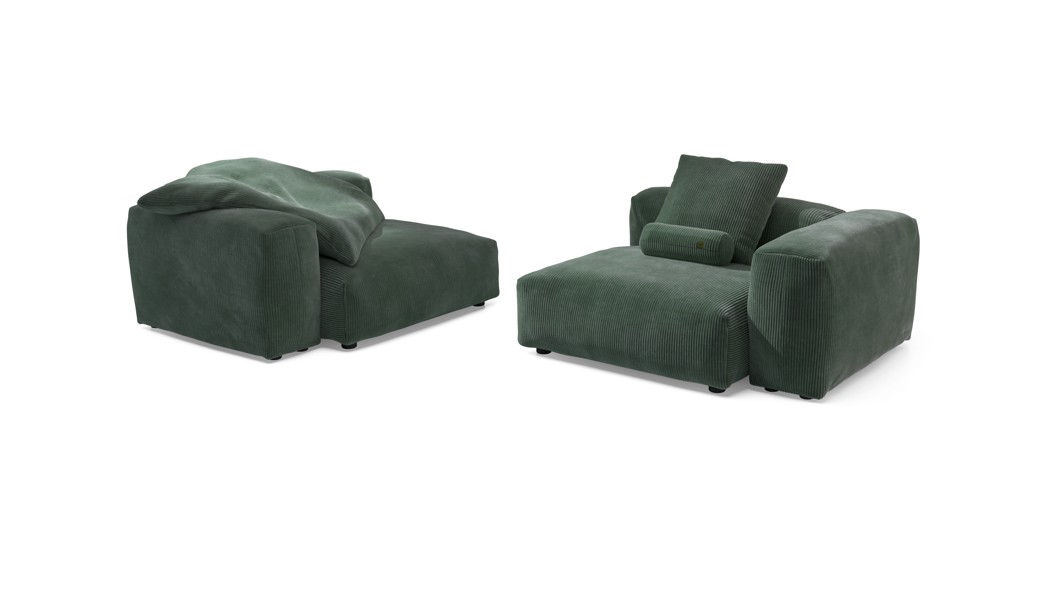 vetsak Sofa Set 02 Large divano Cord Velour Hunter 3,5 posti