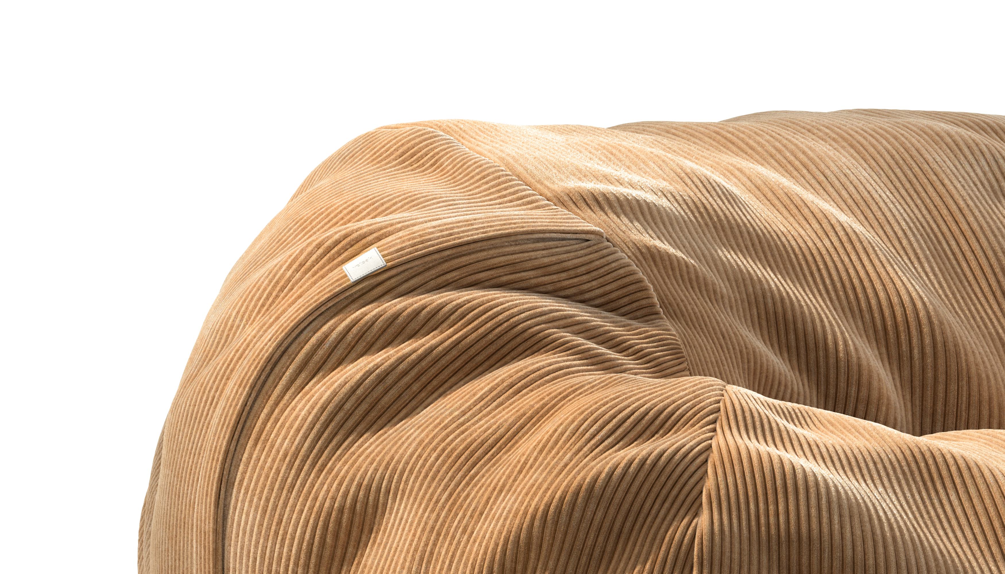 vetsak Beanbag Medium pouf Cord Velour Camel sfoderabile