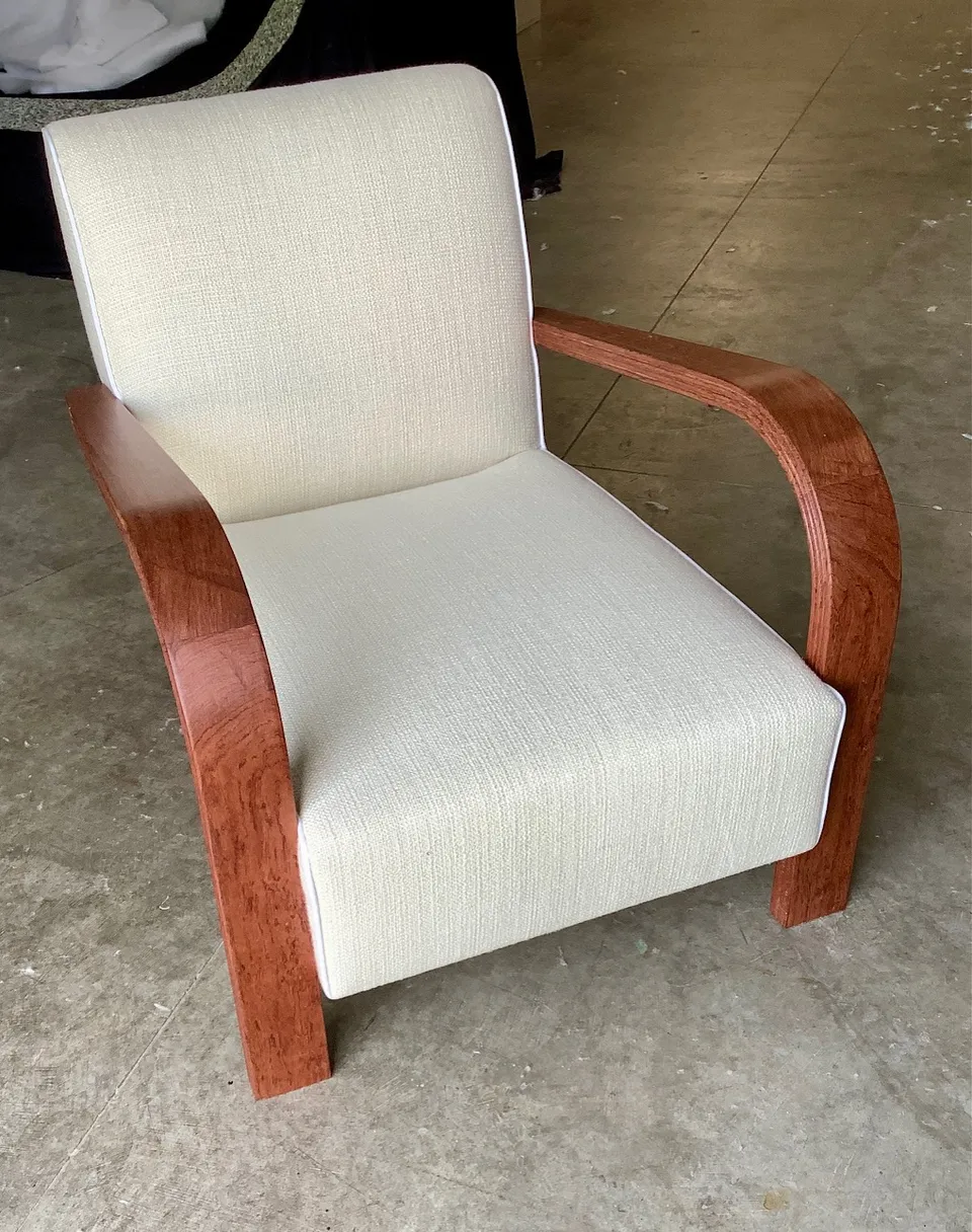 Ravasi African Rosewood poltroncina lino bianco neve